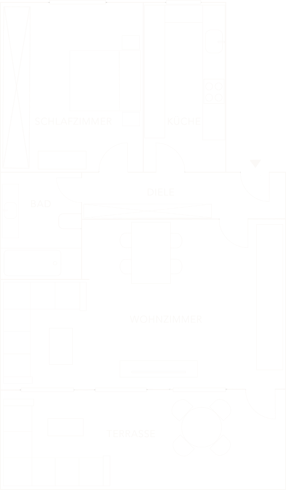 Grundriss einer 2 Zimmer Dachterrassenwohnung 