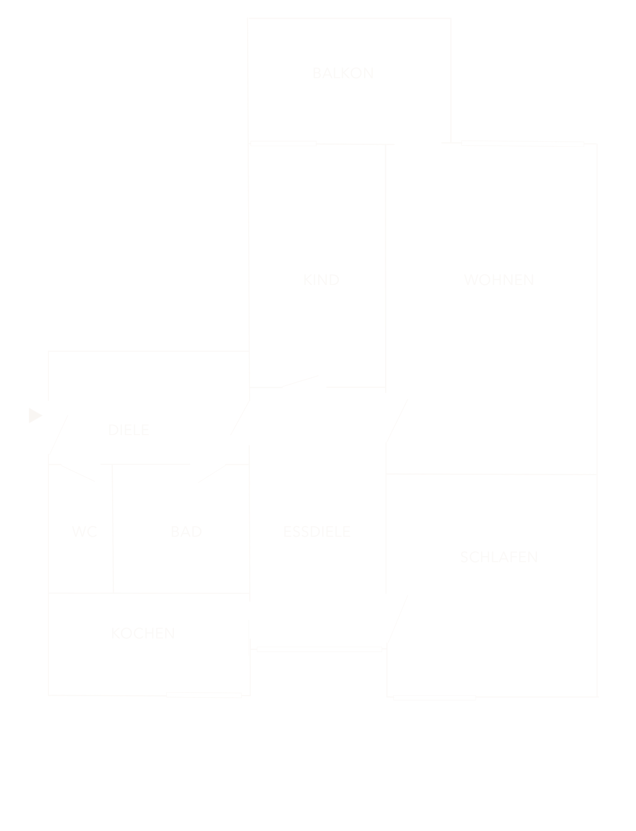 Grundriss einer 3 Zimmer Wohnung mit Balkon z